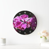 Grande Horloge Ronde Pink Purple Orchids Flower Photography Clock (Maison)