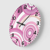 Grande Horloge Ronde Pink Retro Circles Pattern (Angle)