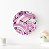 Grande Horloge Ronde Pink Retro Circles Pattern (Maison)