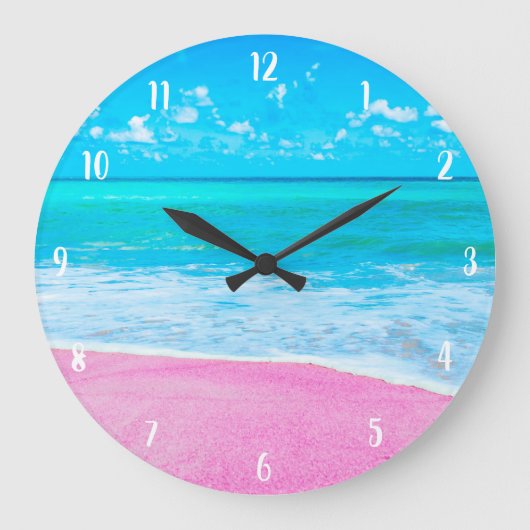 Grande Horloge Ronde Pink Sand Beach Tropical Vacation (Recto)
