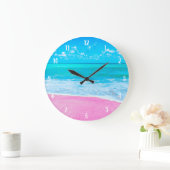 Grande Horloge Ronde Pink Sand Beach Tropical Vacation (Maison)