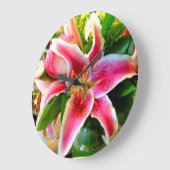 Grande Horloge Ronde Pink stargazer lily clock (Angle)