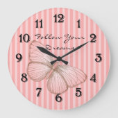 Grande Horloge Ronde Pink Stripes with Butterfly (Recto)