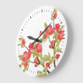 Grande Horloge Ronde Pink Tree Blossoms Wall Clock (Angle)