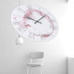 Grande Horloge Ronde Pink White Rose Blush Gray Roman Numbers<br><div class="desc">Unique minimaliste et décoratif Correspond à la mode réelle dans la décoration maison. Vous pouvez changer la forme et la couleur de la main. florenceK design</div>