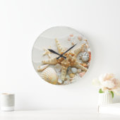 Grande Horloge Ronde Pin's Coquillage de plage (Maison)