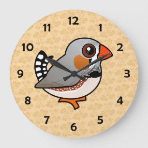 Grande Horloge Ronde Pinson de zèbre de Birdorable