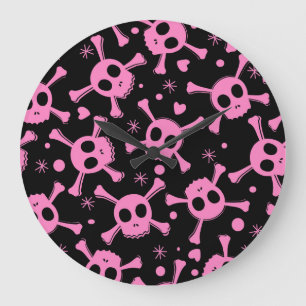 Grande Horloge Ronde Pirate Skull : Girlish Hearts Motif