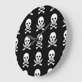 Grande Horloge Ronde Pirate Skuls Crossbones Motif sans couture (Angle)