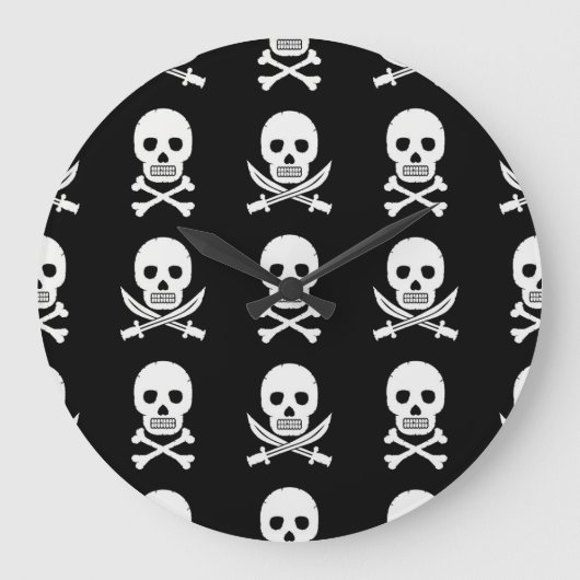 Grande Horloge Ronde Pirate Skuls Crossbones Motif sans couture (Recto)