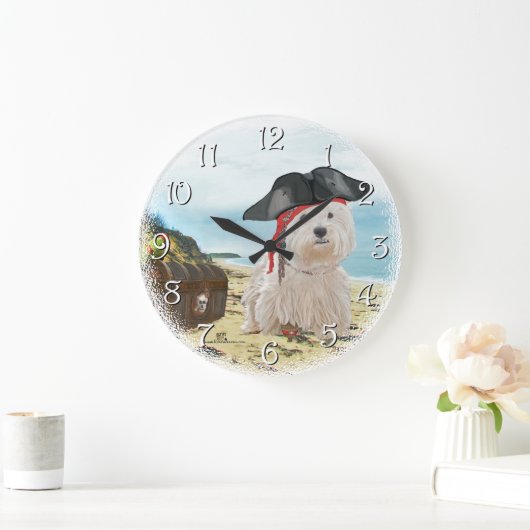 Grande Horloge Ronde Pirate Westie (Maison)
