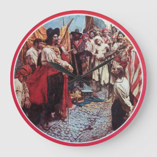 GRANDE HORLOGE RONDE PIRATES À LA POITRINE DE TRÉSORERIE