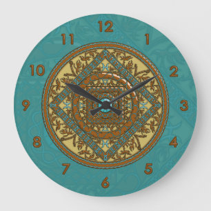 Grande Horloge Ronde Pisces Mandala Clock