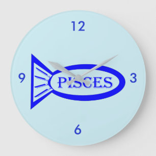 Grande Horloge Ronde Pisces Star Sign Fish Wall Clock