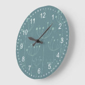 Grande Horloge Ronde Pissenlits turquoises (Angle)