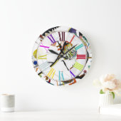 Grande Horloge Ronde PixDezines Kandinsky Segment Bleu (Maison)