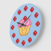 Grande Horloge Ronde Pixel Cupcake (Angle)