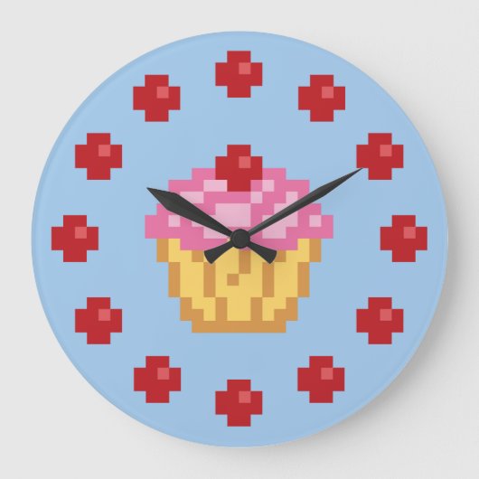 Grande Horloge Ronde Pixel Cupcake (Recto)
