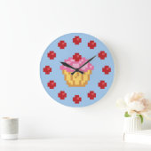 Grande Horloge Ronde Pixel Cupcake (Maison)
