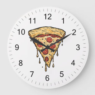 Grande Horloge Ronde Pizza ronde de pizzeria italienne cuisine ou resta