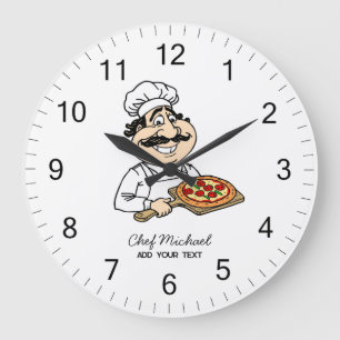 Grande Horloge Ronde Pizzeria italienne personnalisée Cuisine de pizza