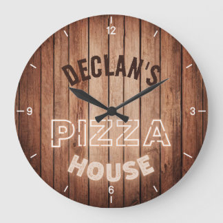 Grande Horloge Ronde Pizzeria Pizza Italienne Nom personnalisé
