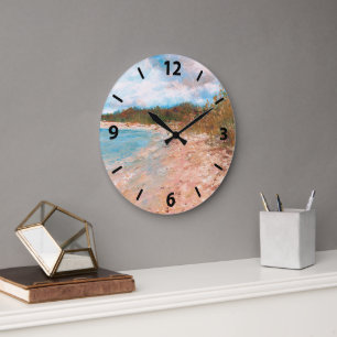 Grande Horloge Ronde Plage Côtière Art