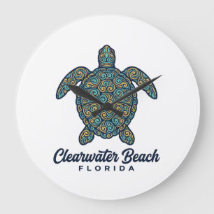 Grande Horloge Ronde Plage de Clearwater Floride Tortue de mer Concepti
