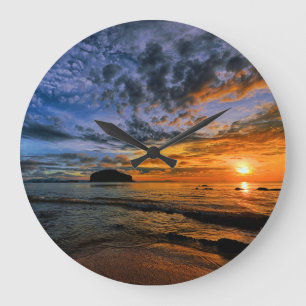 Grande Horloge Ronde Plage de coucher de soleil tropicale