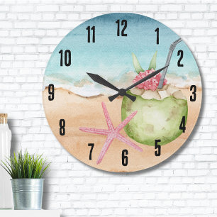 Grande Horloge Ronde Plage de l'heure du cocktail tropical