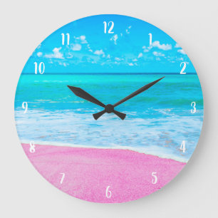 Grande Horloge Ronde Plage de sable rose Vacances tropicales