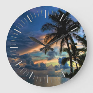 Grande Horloge Ronde Plage et palmiers tropicaux