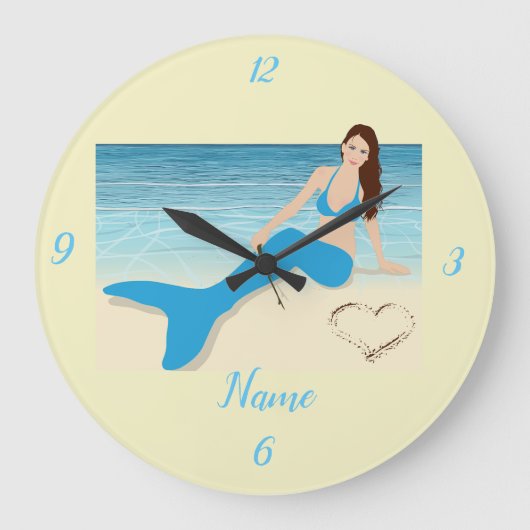 Grande Horloge Ronde Plage Mermaid Valentine Thunder Cove (Recto)