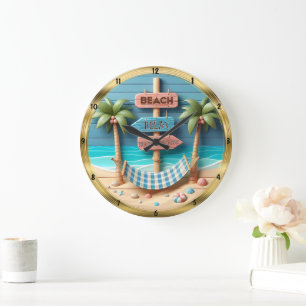 Grande Horloge Ronde Plage Relax Hammock Tropical