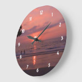 Grande Horloge Ronde Plage romantique Hawaii Sunset Ocean Beach (Angle)