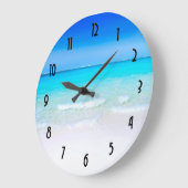 Grande Horloge Ronde Plage tropicale avec mer turquoise (Angle)