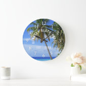Grande Horloge Ronde Plage tropicale de Palm Tree (Maison)