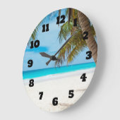 Grande Horloge Ronde Plage tropicale de turquoise (Angle)