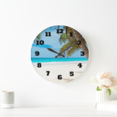 Grande Horloge Ronde Plage tropicale de turquoise (Maison)