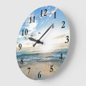 Grande Horloge Ronde Plage tropicale des Caraïbes paisible et oiseaux (Angle)