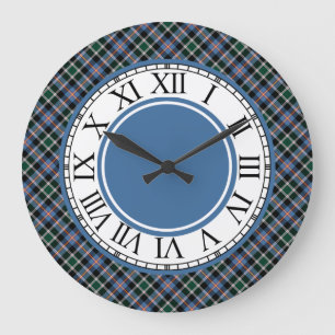 Grande Horloge Ronde Plaid bleu Tartan du Colorado