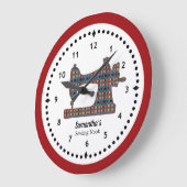 Grande Horloge Ronde Plaid Tapestry Sewing Machine Large Clock (Angle)