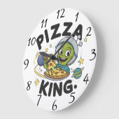 Grande Horloge Ronde Plaisir extra-terrestre : Alien Dévorant Pizza (Angle)