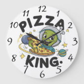 Grande Horloge Ronde Plaisir extra-terrestre : Alien Dévorant Pizza (Recto)