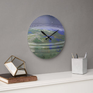 Grande Horloge Ronde Planète Terre avec des ondulations d'eau