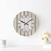 Grande Horloge Ronde Planks de bois de rustic (Maison)