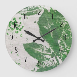 Grande Horloge Ronde Plante Botanique Imprimer Green Nature Art