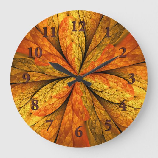 Grande Horloge Ronde Plante d'automne, Abstrait moderne Fractal Art Lea (Recto)