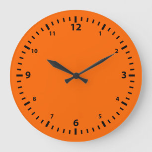 Grande Horloge Ronde Plaque de numéro noir sur orange