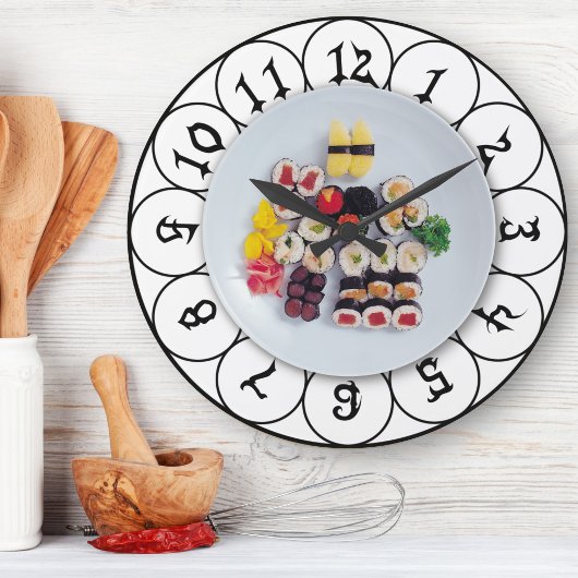 Grande Horloge Ronde Plaque de sushi | cuisine